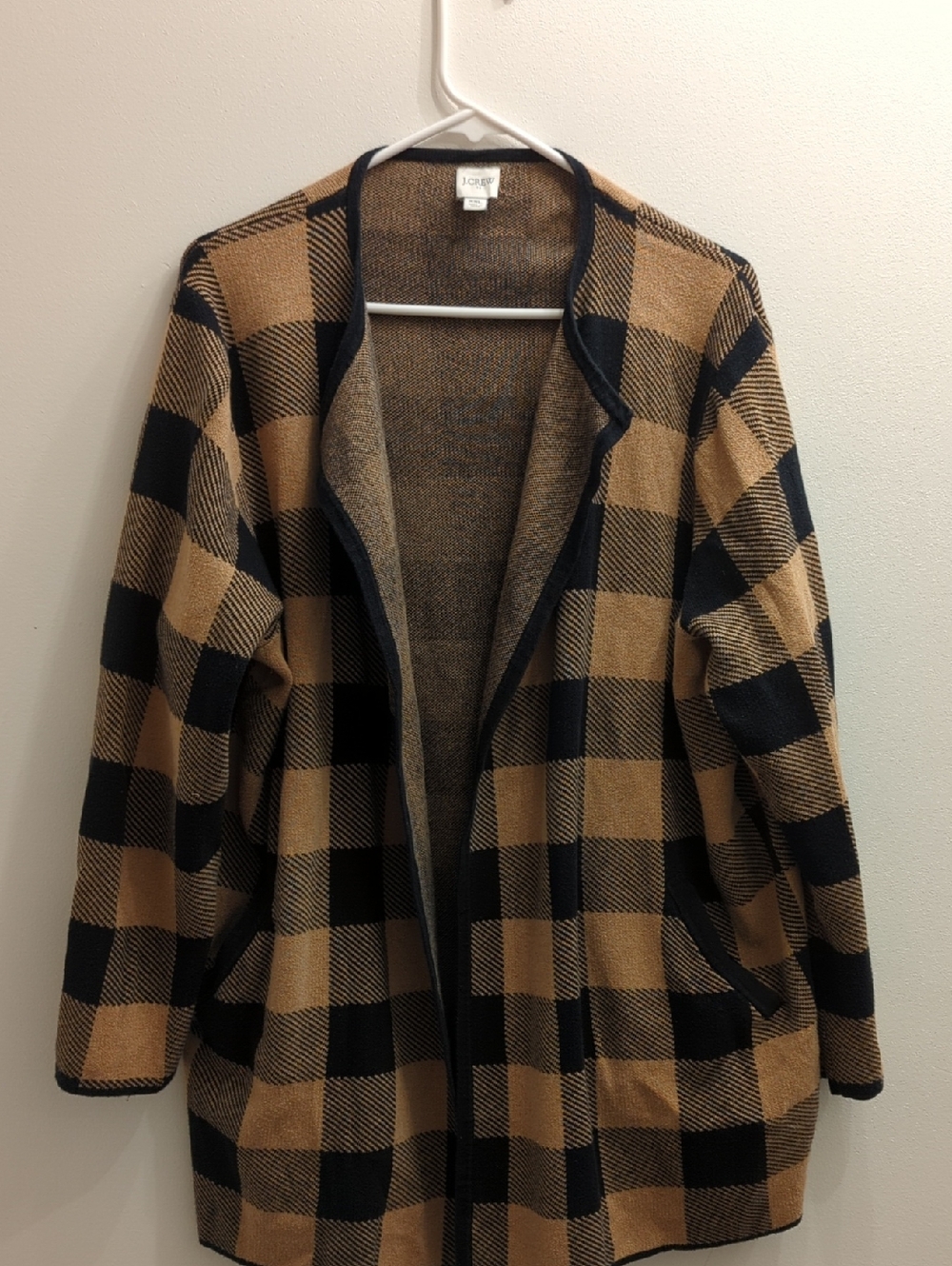 J. Crew Tan & Black Buffalo Plaid Open Front Cardigan (Women's XXL)